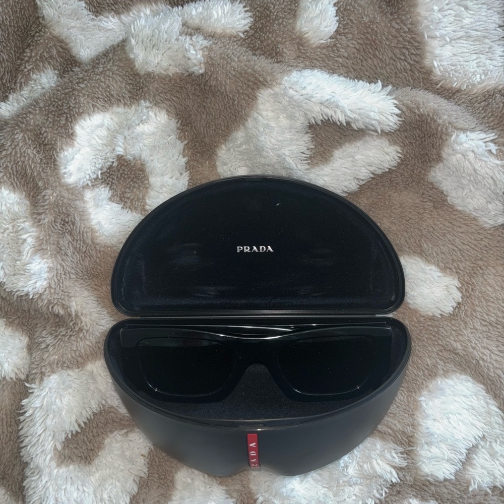 Prada Black Rectangular Sunglasses With Case - image 3